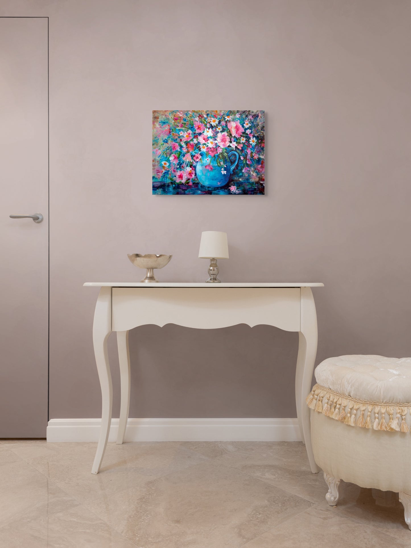 Blossoms in a Blue Vase - Canvas Print