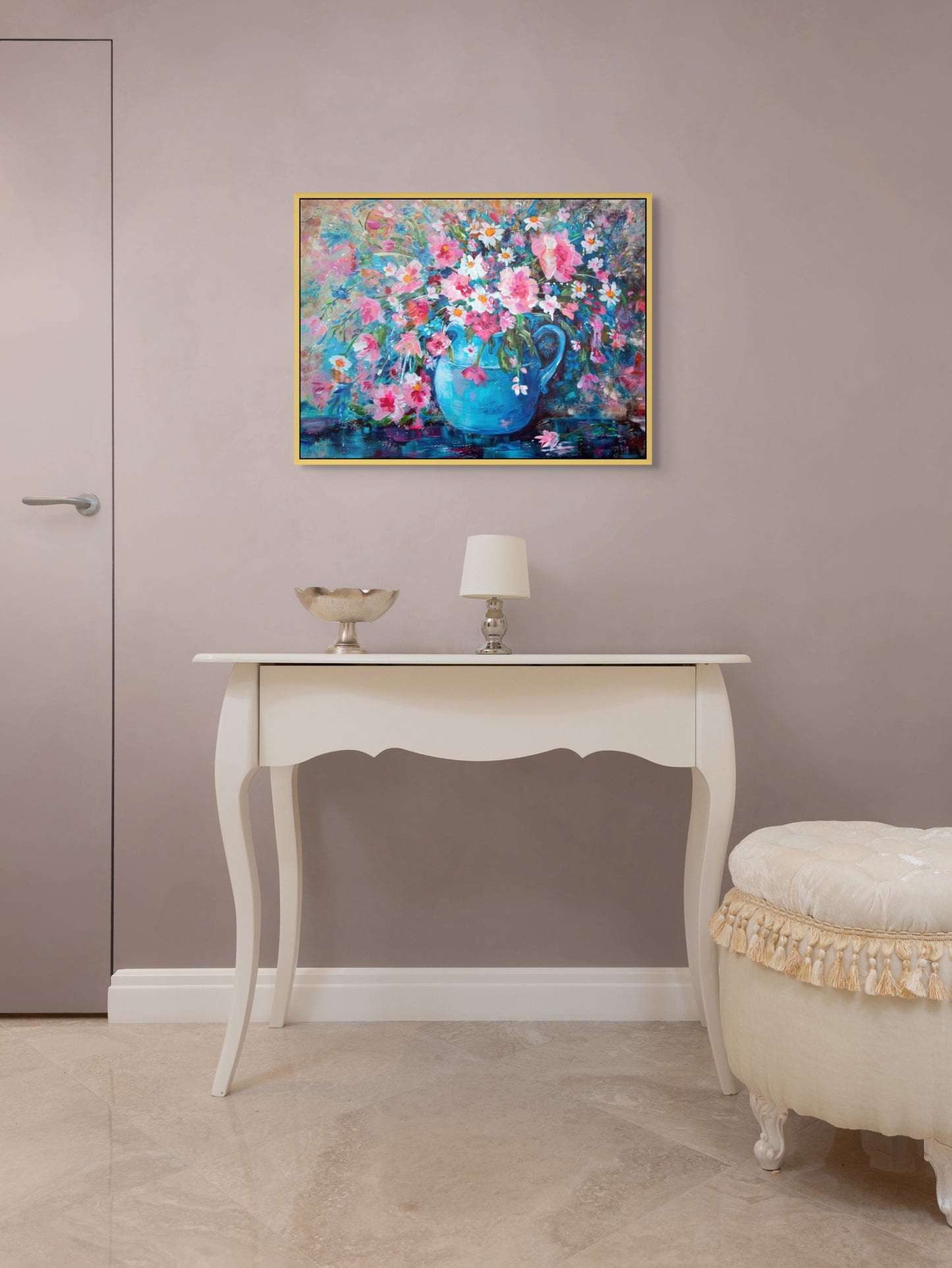 Blossoms in a Blue Vase - Canvas Print