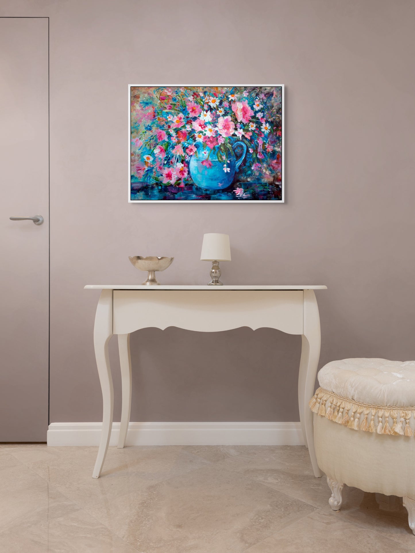 Blossoms in a Blue Vase - Canvas Print